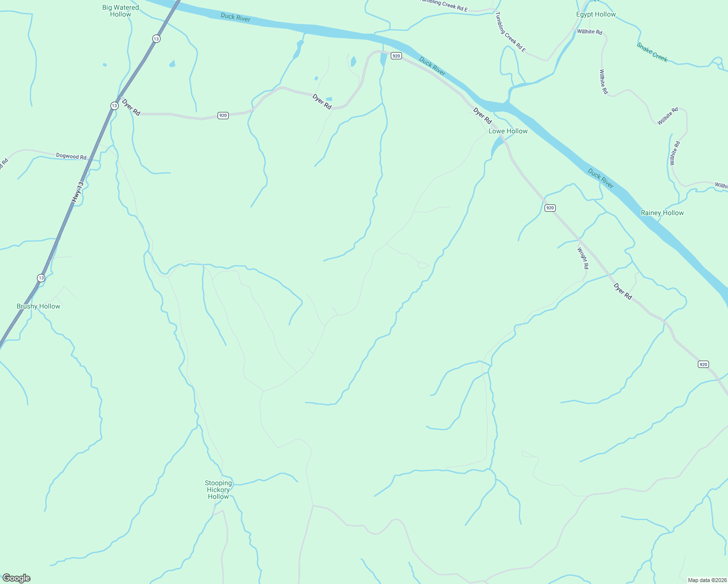 map of restaurants, bars, coffee shops, grocery stores, and more near 3 Forks River Road in Hurricane Mills