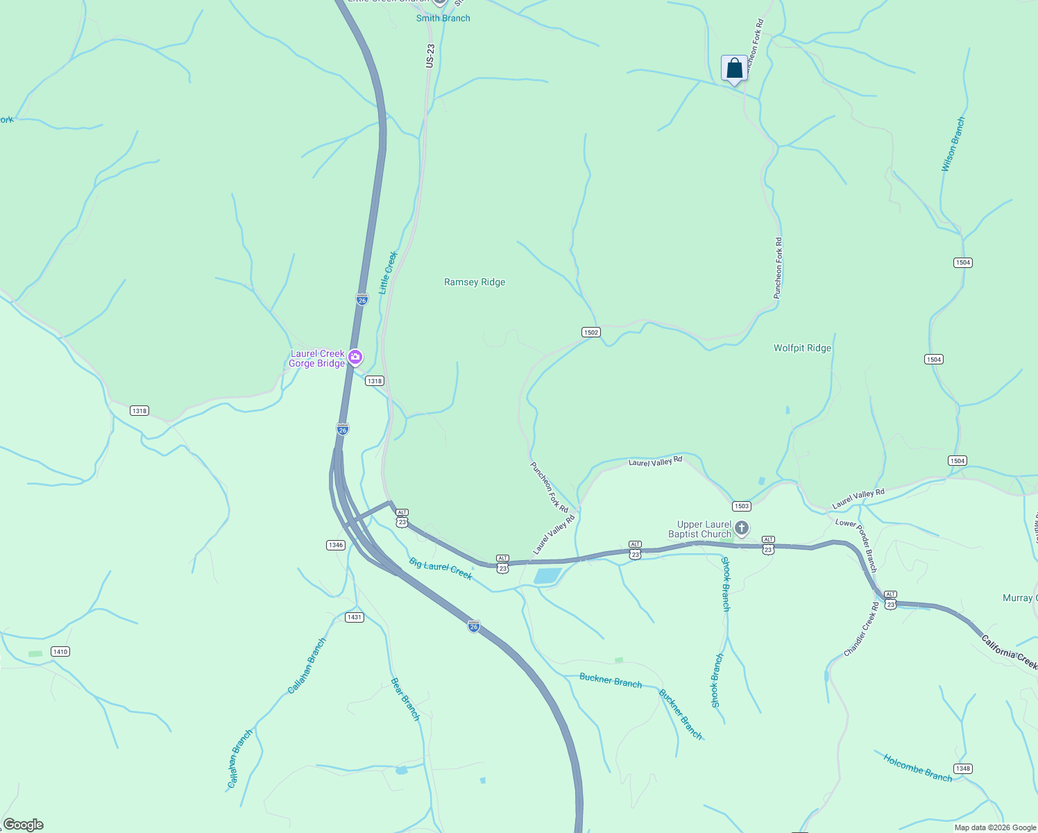 map of restaurants, bars, coffee shops, grocery stores, and more near 954 Puncheon Fork Road in Mars Hill