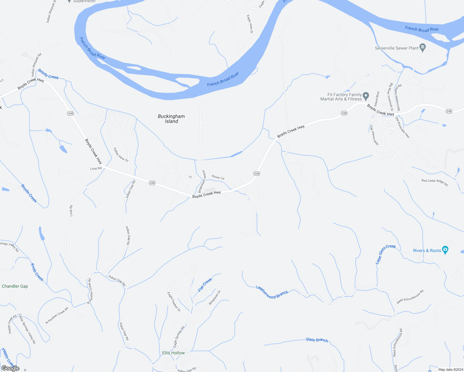 map of restaurants, bars, coffee shops, grocery stores, and more near 1905 River Meadows Drive in Sevierville