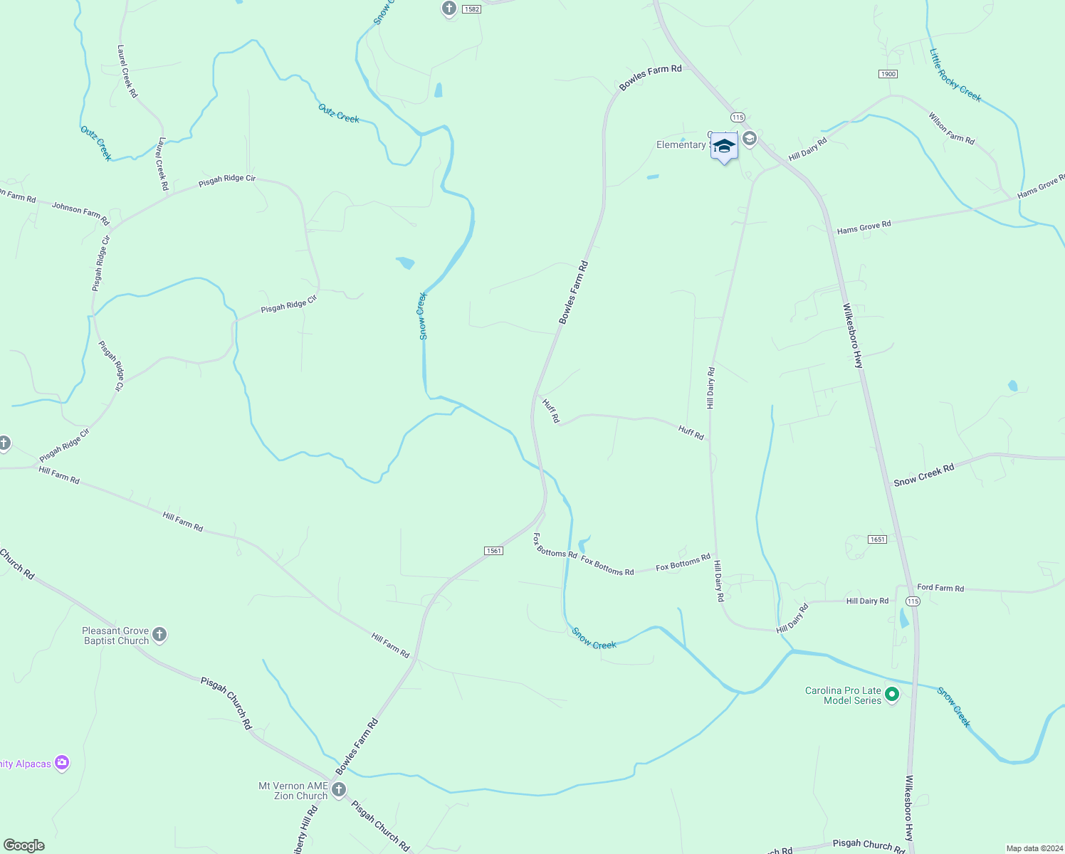 map of restaurants, bars, coffee shops, grocery stores, and more near Bowles Farm Road in Statesville