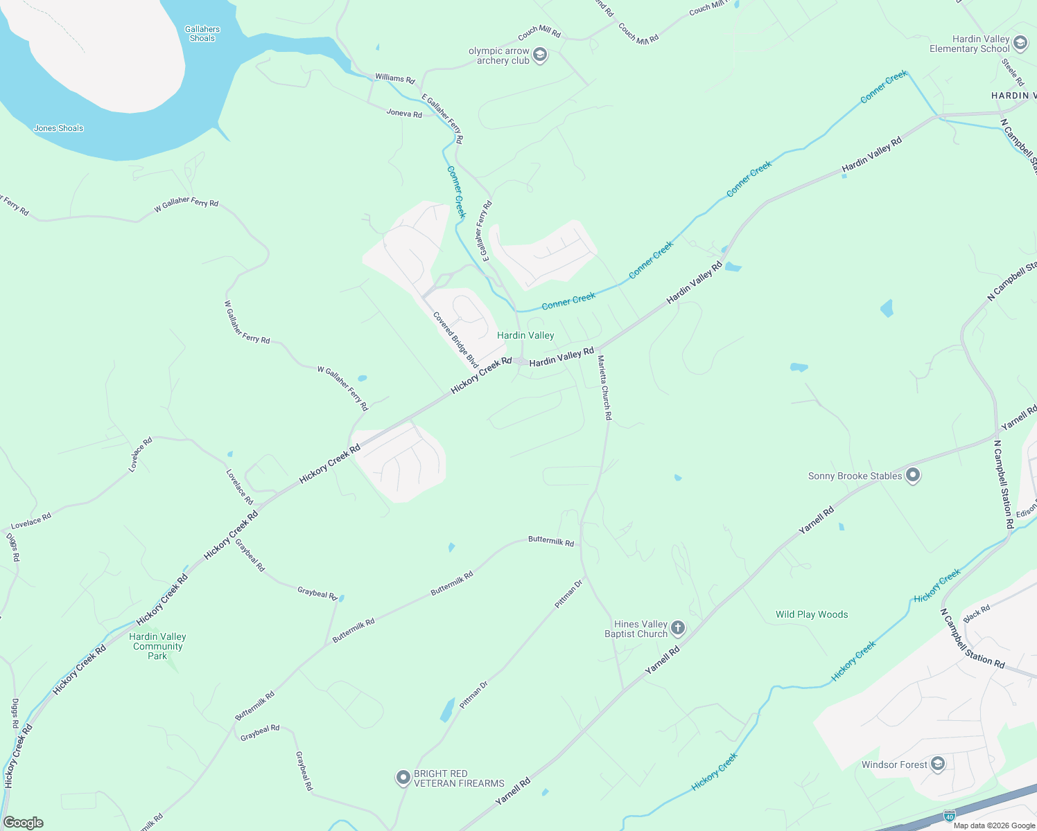 map of restaurants, bars, coffee shops, grocery stores, and more near 12140 Hardin Valley Road in Knoxville