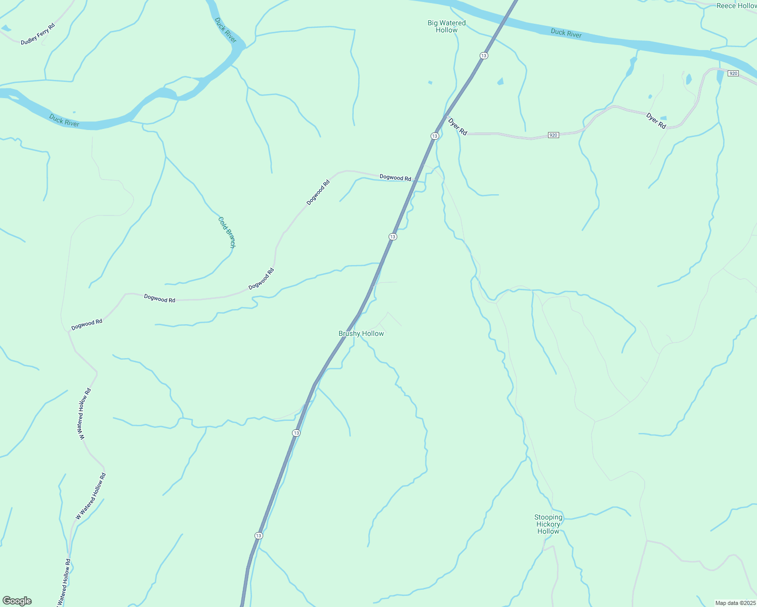 map of restaurants, bars, coffee shops, grocery stores, and more near 12390 Tennessee 13 in Hurricane Mills