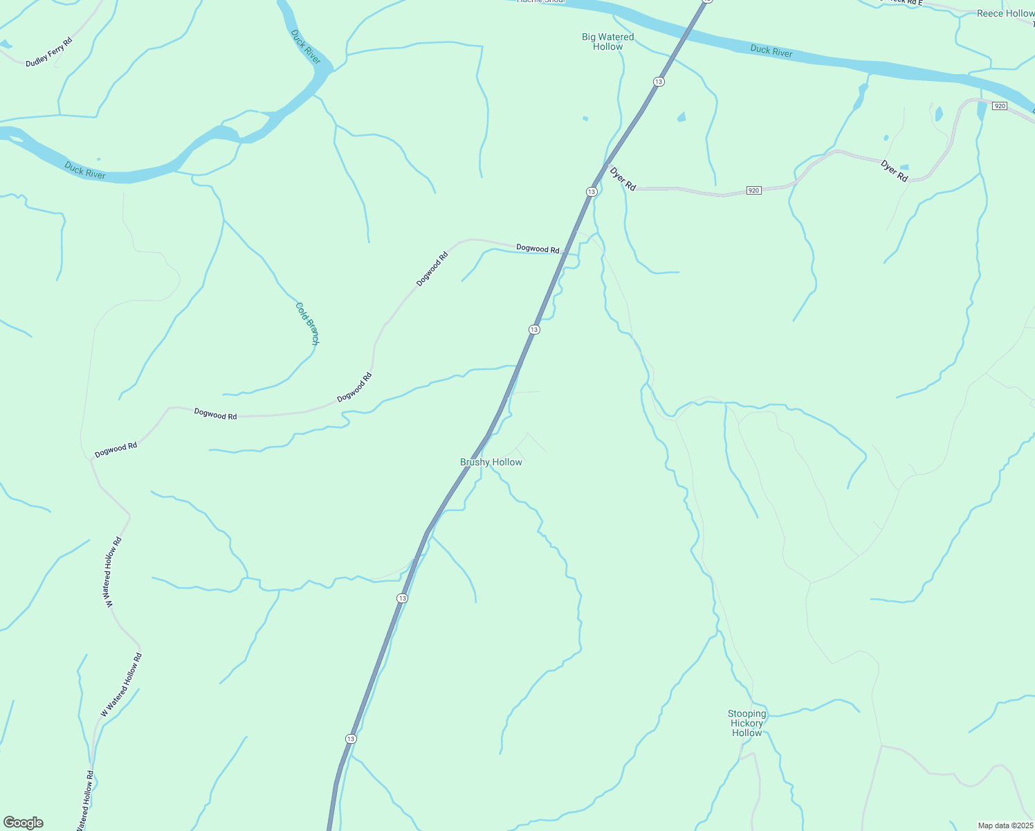 map of restaurants, bars, coffee shops, grocery stores, and more near 12390 Tennessee 13 in Hurricane Mills