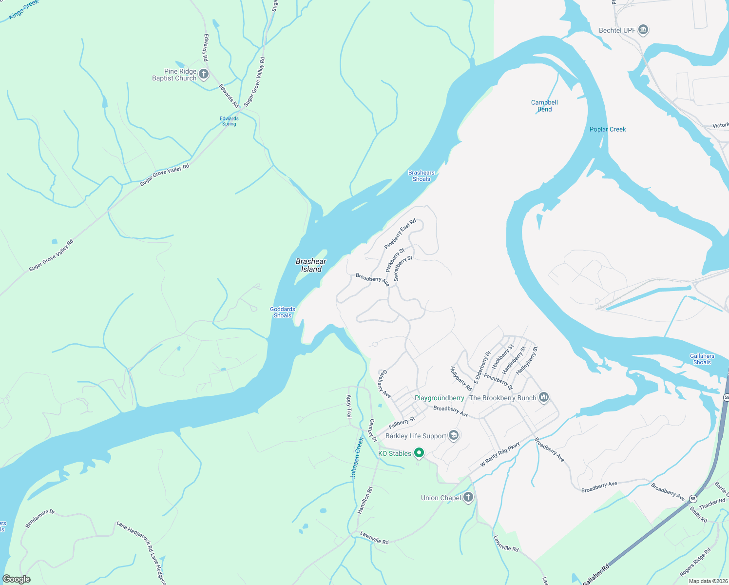 map of restaurants, bars, coffee shops, grocery stores, and more near 107 Pineberry West Road in Oak Ridge