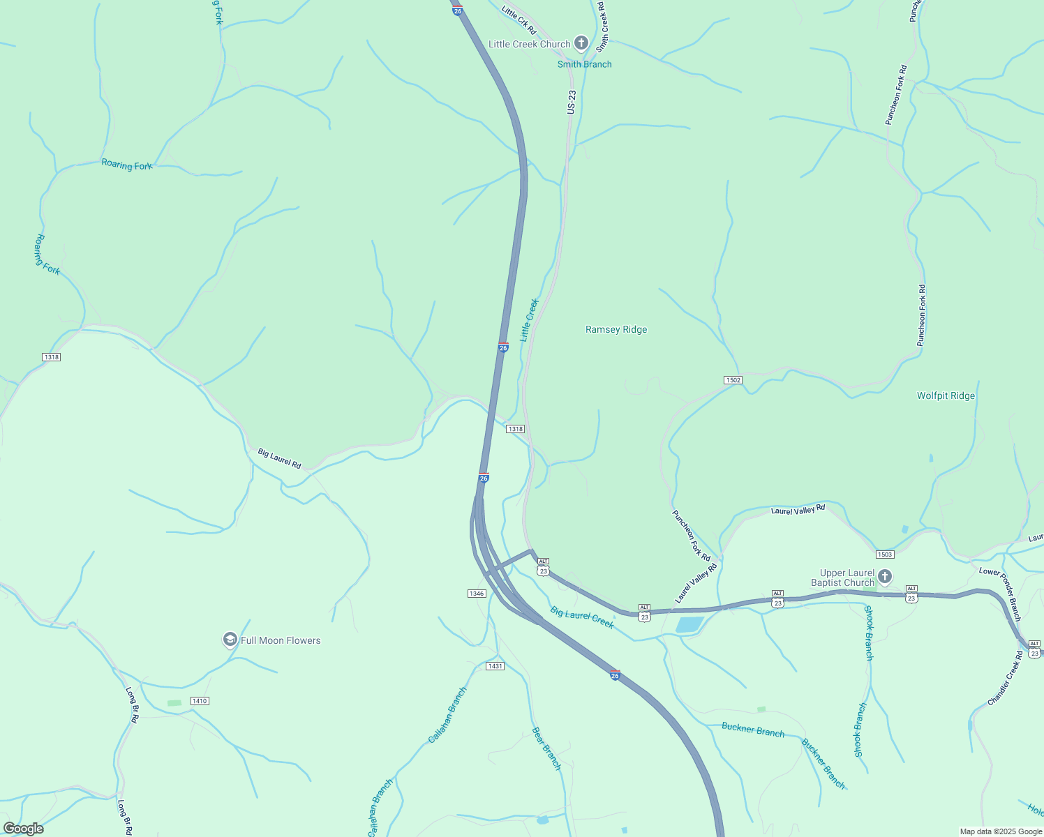 map of restaurants, bars, coffee shops, grocery stores, and more near 11811 U.S. 23 in Mars Hill
