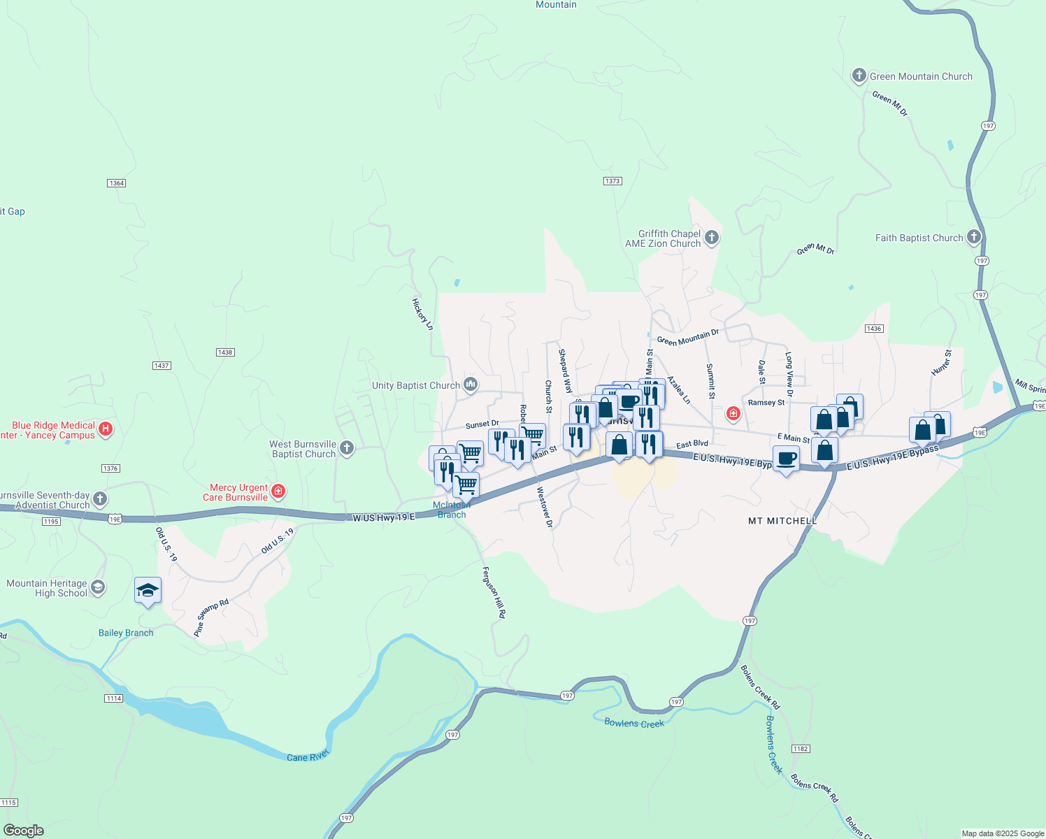 map of restaurants, bars, coffee shops, grocery stores, and more near 111 Robertson Street in Burnsville