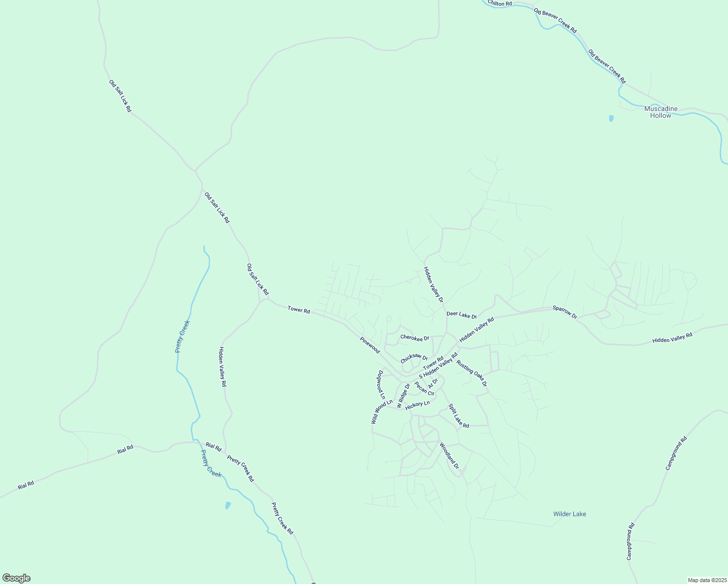 map of restaurants, bars, coffee shops, grocery stores, and more near Treetop Drive in Nunnelly