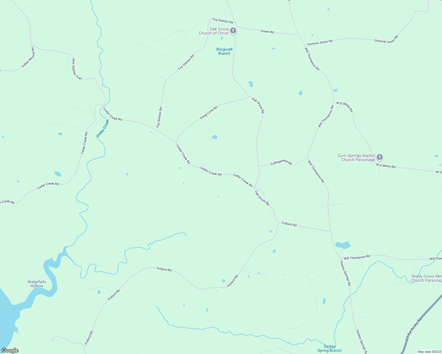 map of restaurants, bars, coffee shops, grocery stores, and more near 4132 Cedar Creek Road in Walling