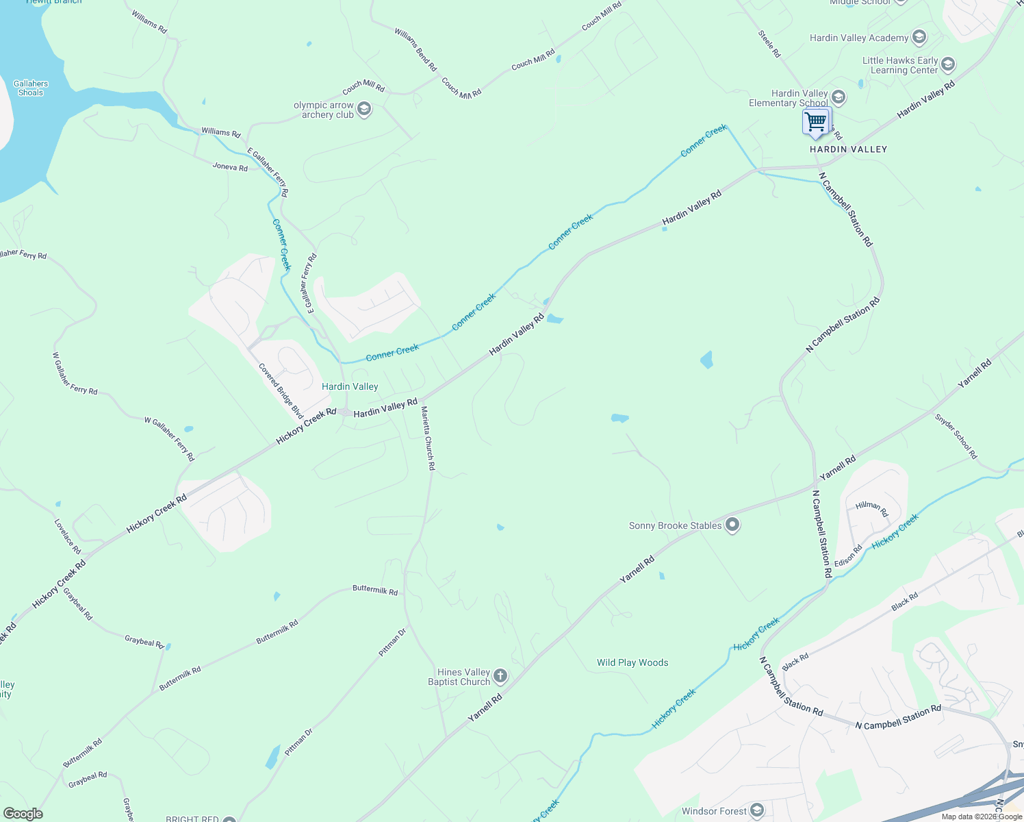 map of restaurants, bars, coffee shops, grocery stores, and more near 12054 Hardin Valley Road in Knoxville