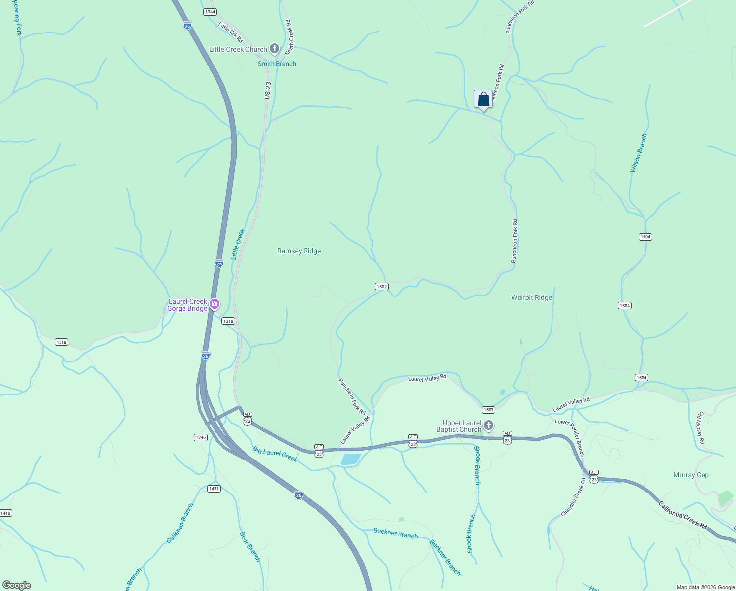 map of restaurants, bars, coffee shops, grocery stores, and more near 3359 Puncheon Fork Road in Mars Hill