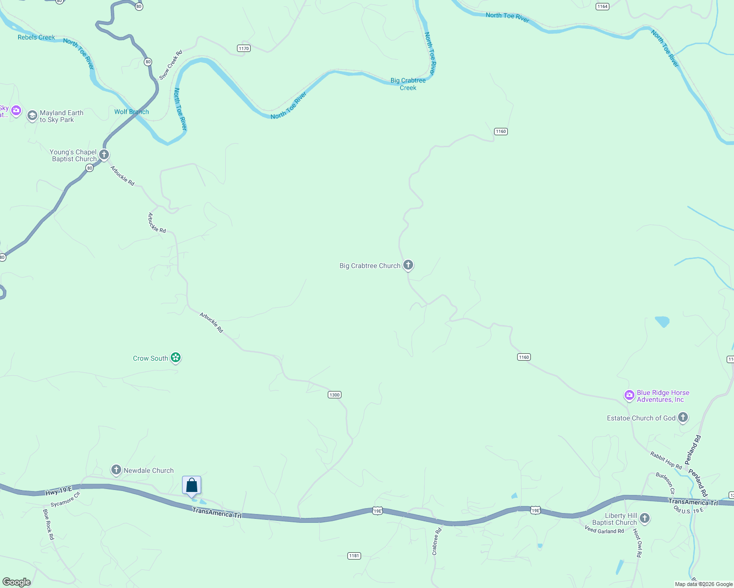 map of restaurants, bars, coffee shops, grocery stores, and more near 1987 Rabbit Hop Road in Spruce Pine