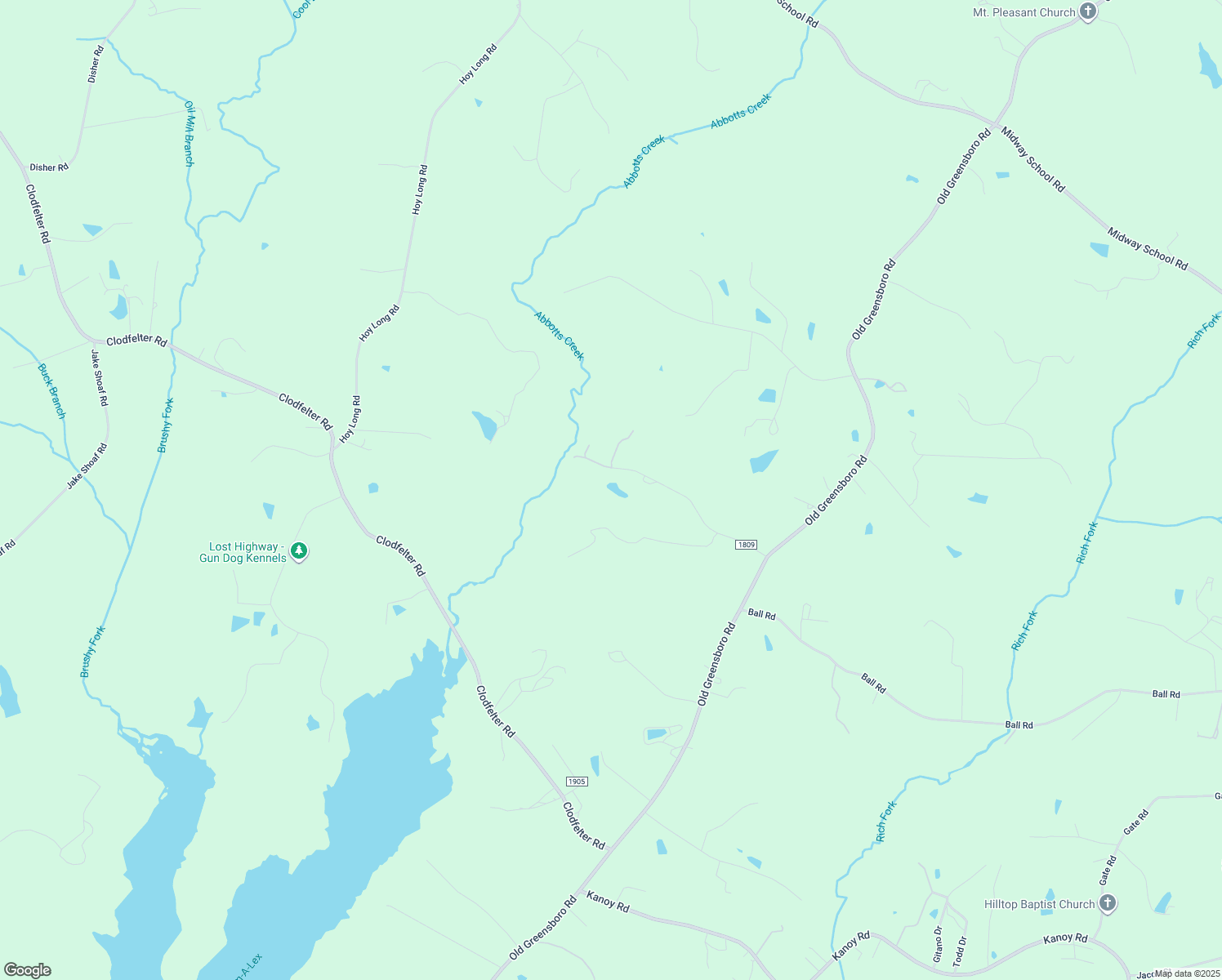 map of restaurants, bars, coffee shops, grocery stores, and more near 643 Motsinger Road in Thomasville