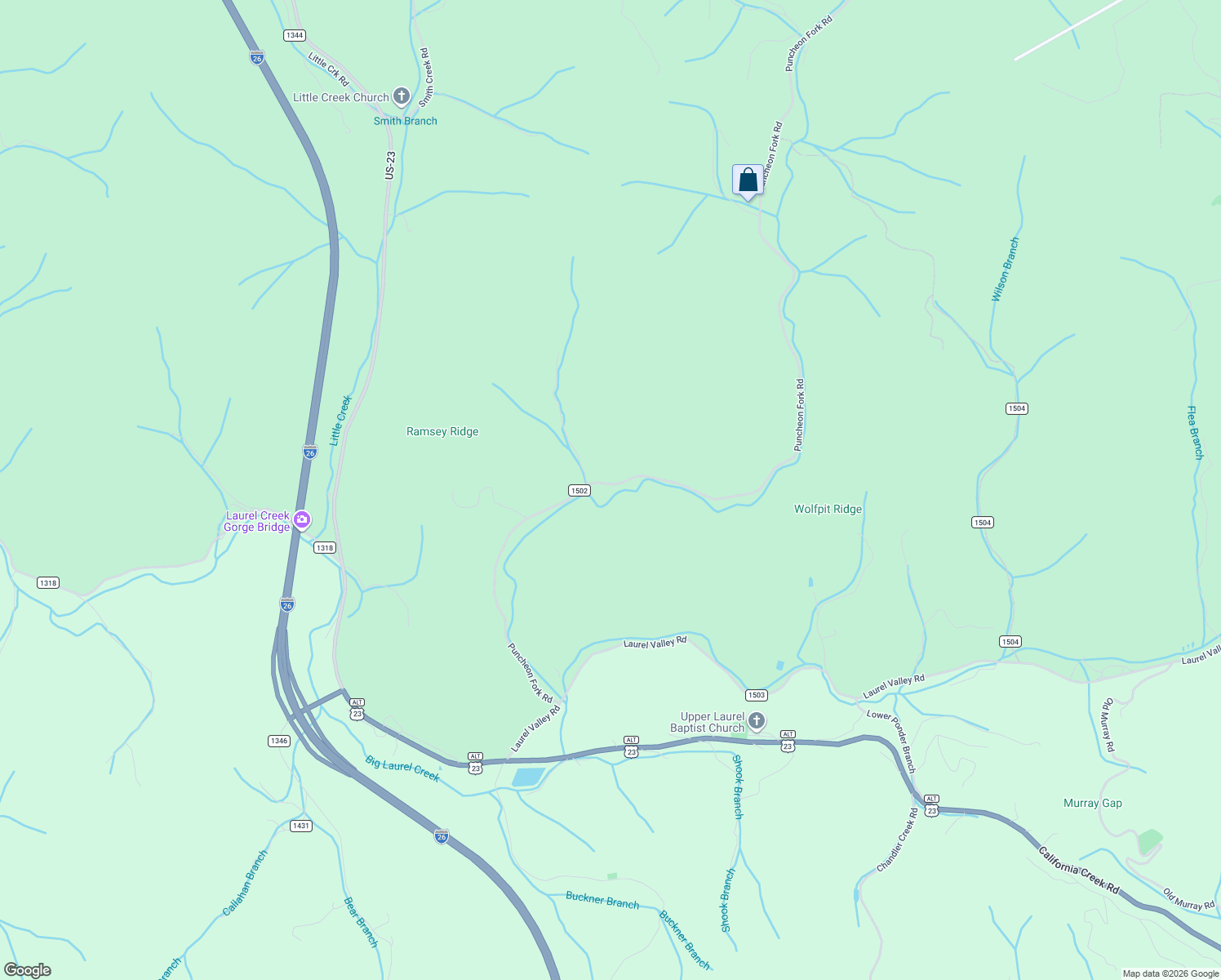 map of restaurants, bars, coffee shops, grocery stores, and more near 954 Puncheon Fork Road in Mars Hill