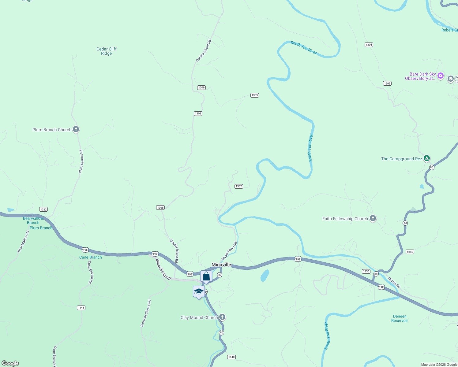 map of restaurants, bars, coffee shops, grocery stores, and more near 149 State Road 1307 in Burnsville