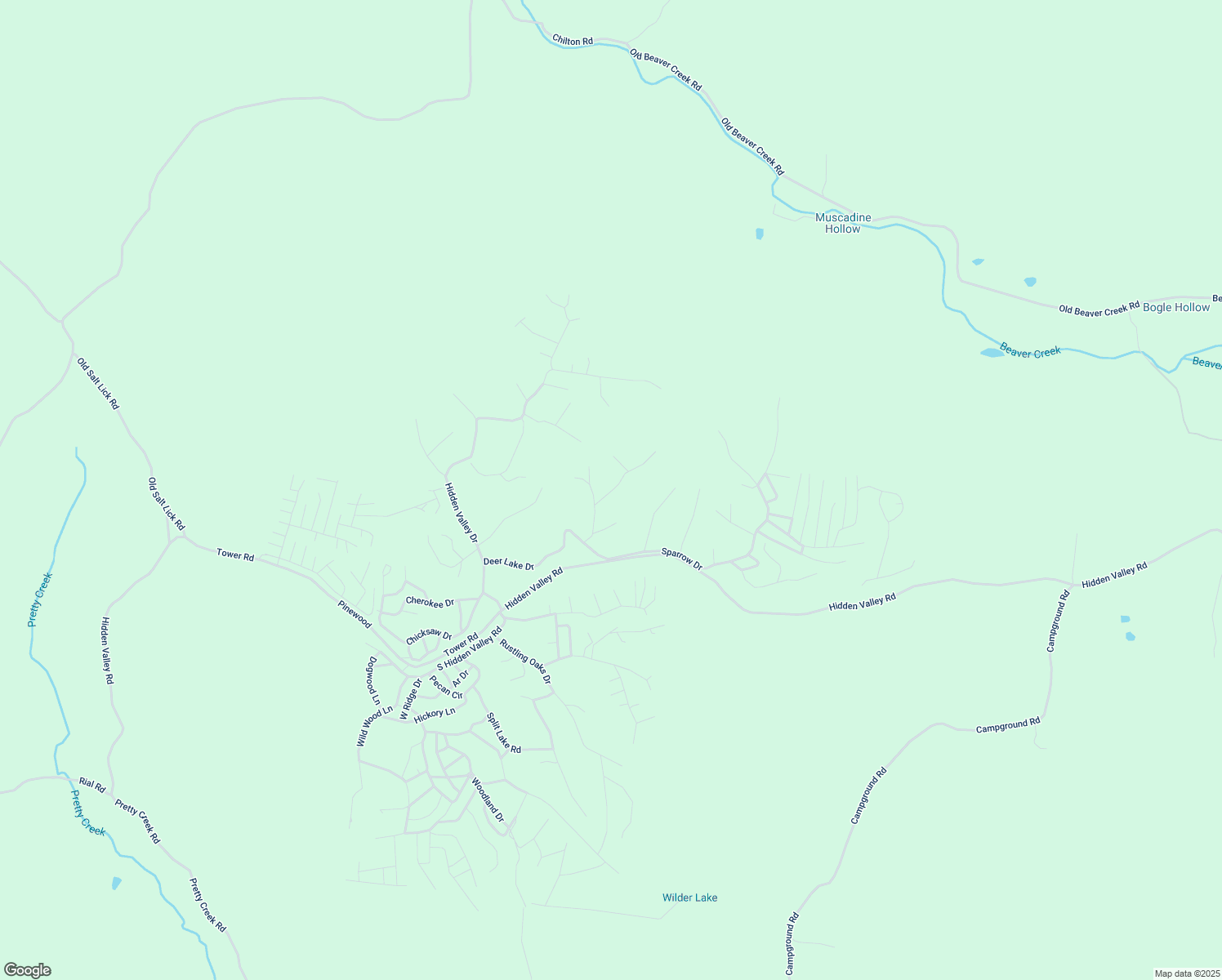 map of restaurants, bars, coffee shops, grocery stores, and more near 2818 High Ridge Drive in Nunnelly