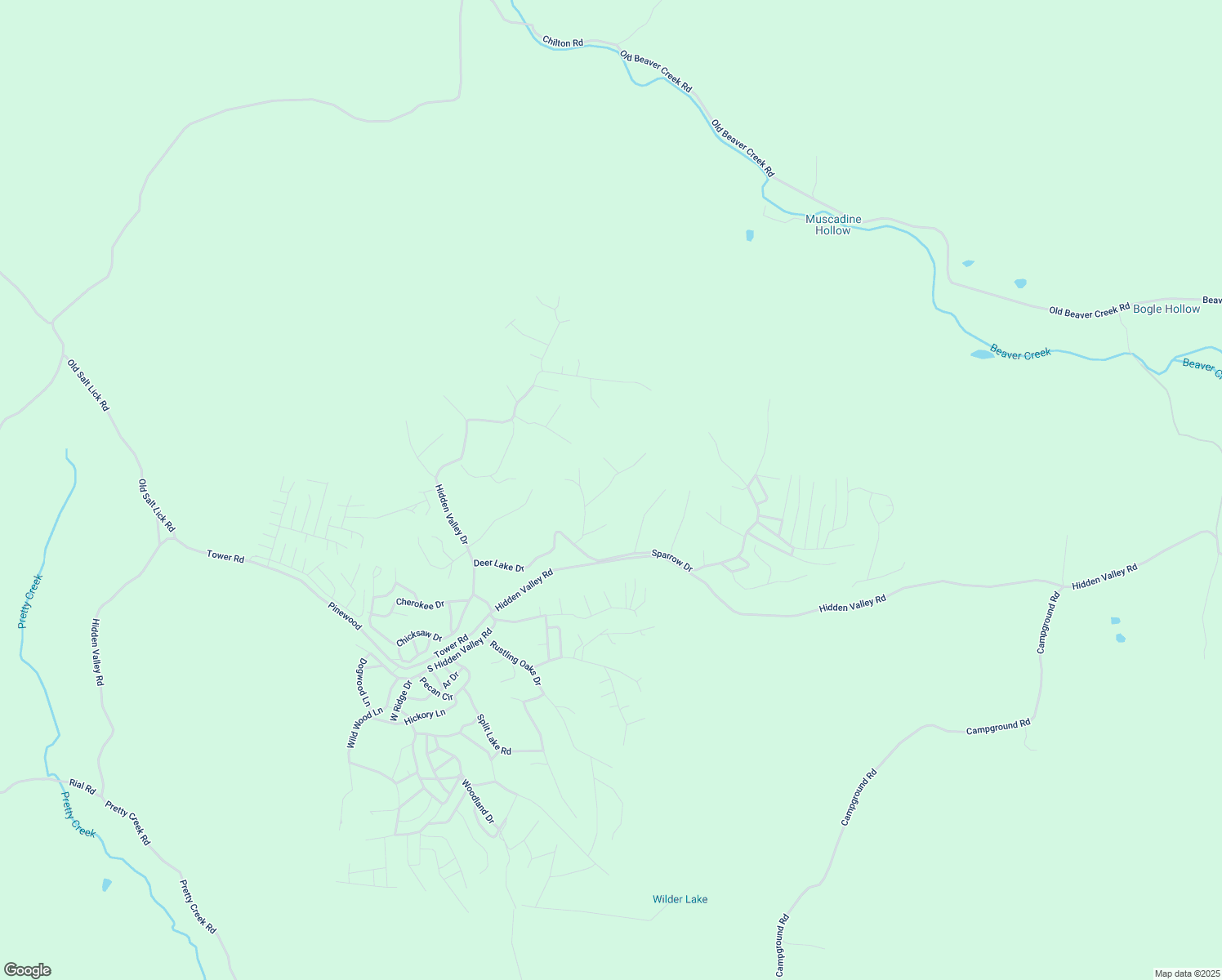 map of restaurants, bars, coffee shops, grocery stores, and more near 2818 High Ridge Drive in Nunnelly