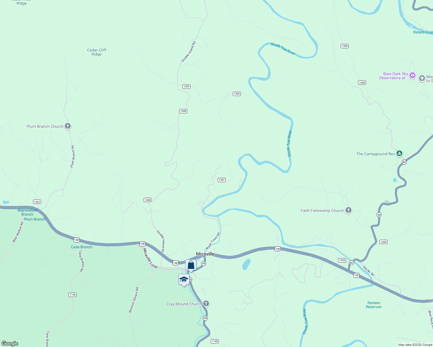 map of restaurants, bars, coffee shops, grocery stores, and more near 149 State Road 1307 in Burnsville