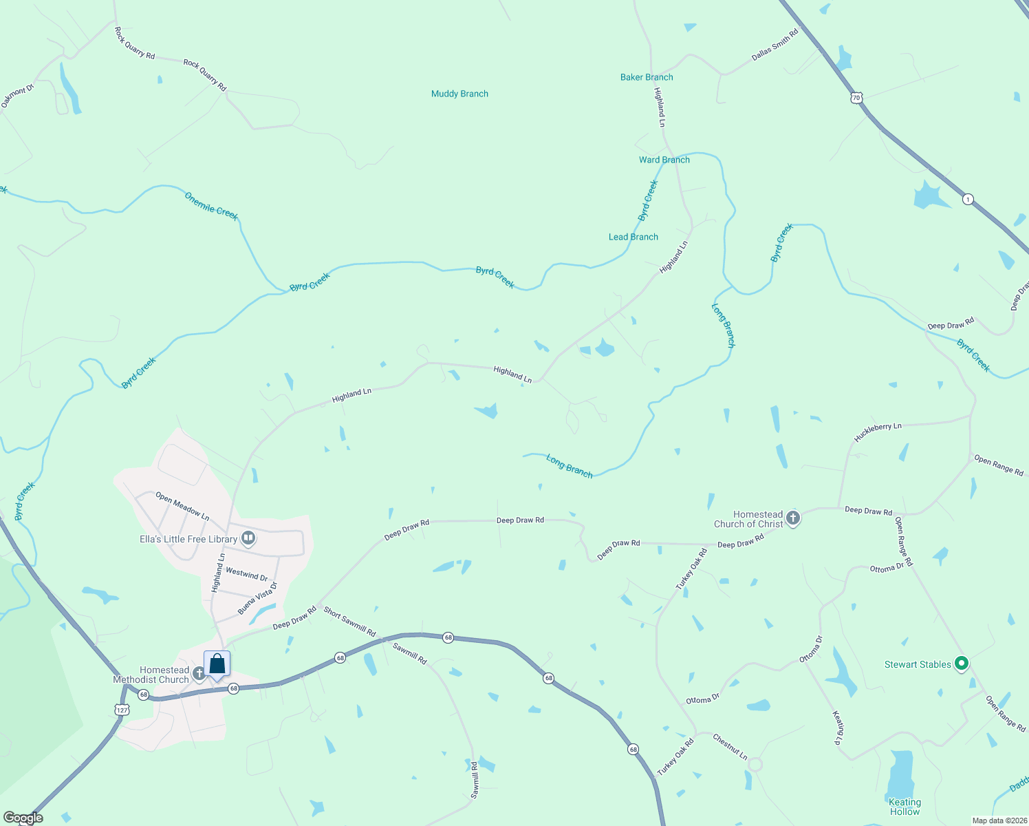 map of restaurants, bars, coffee shops, grocery stores, and more near 1812 Highland Lane in Crossville