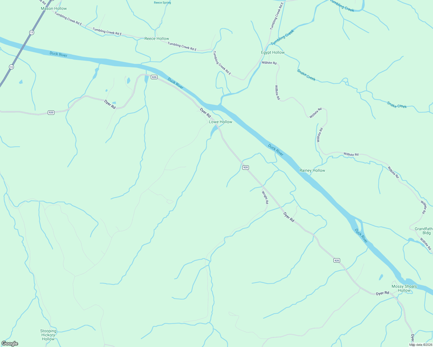 map of restaurants, bars, coffee shops, grocery stores, and more near 2901 Dyer Road in Hurricane Mills