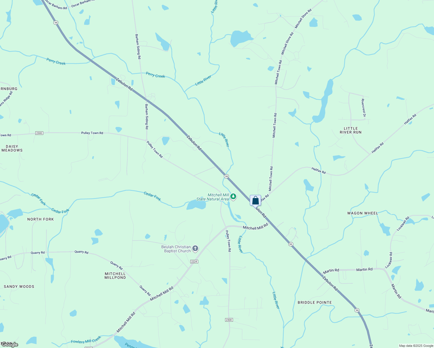 map of restaurants, bars, coffee shops, grocery stores, and more near 5313 Zebulon Road in Wake Forest