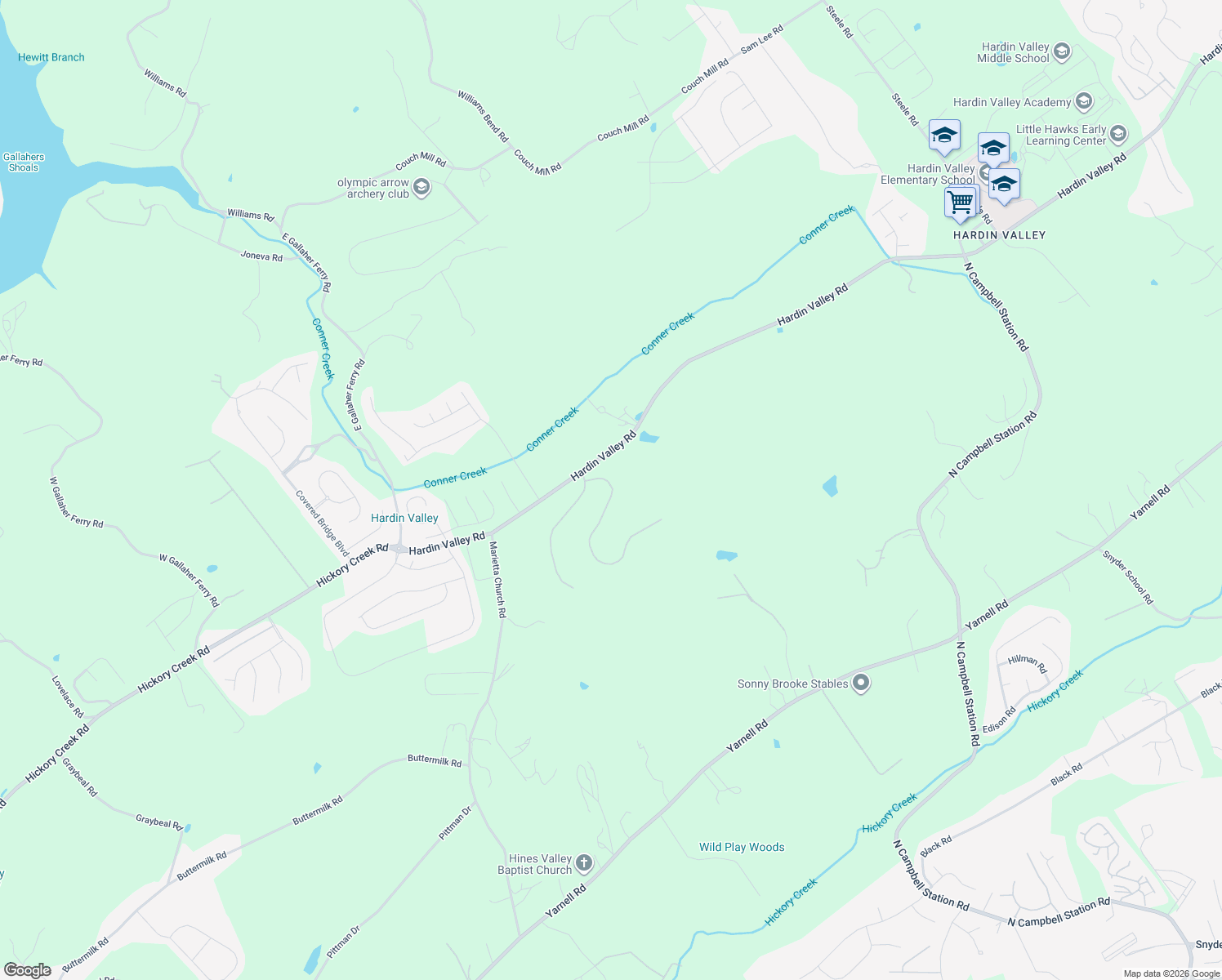 map of restaurants, bars, coffee shops, grocery stores, and more near 11952 Hardin Valley Road in Knoxville