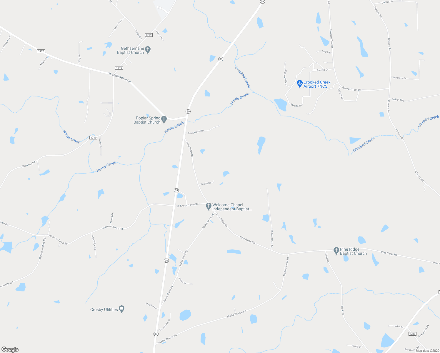 map of restaurants, bars, coffee shops, grocery stores, and more near 70 Family Road in Zebulon