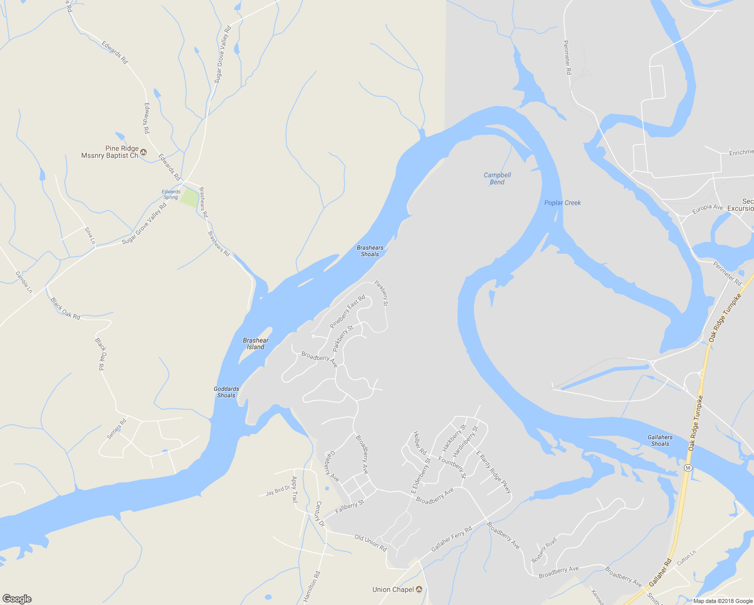 map of restaurants, bars, coffee shops, grocery stores, and more near 142 Pineberry East Road in Oak Ridge