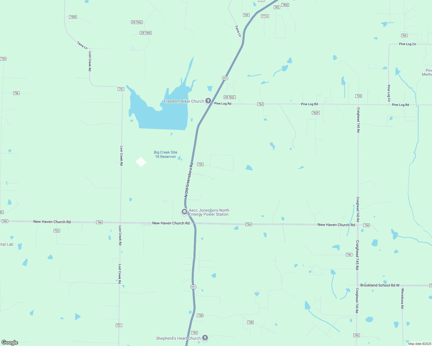 map of restaurants, bars, coffee shops, grocery stores, and more near 4662 Highway 351 in Jonesboro