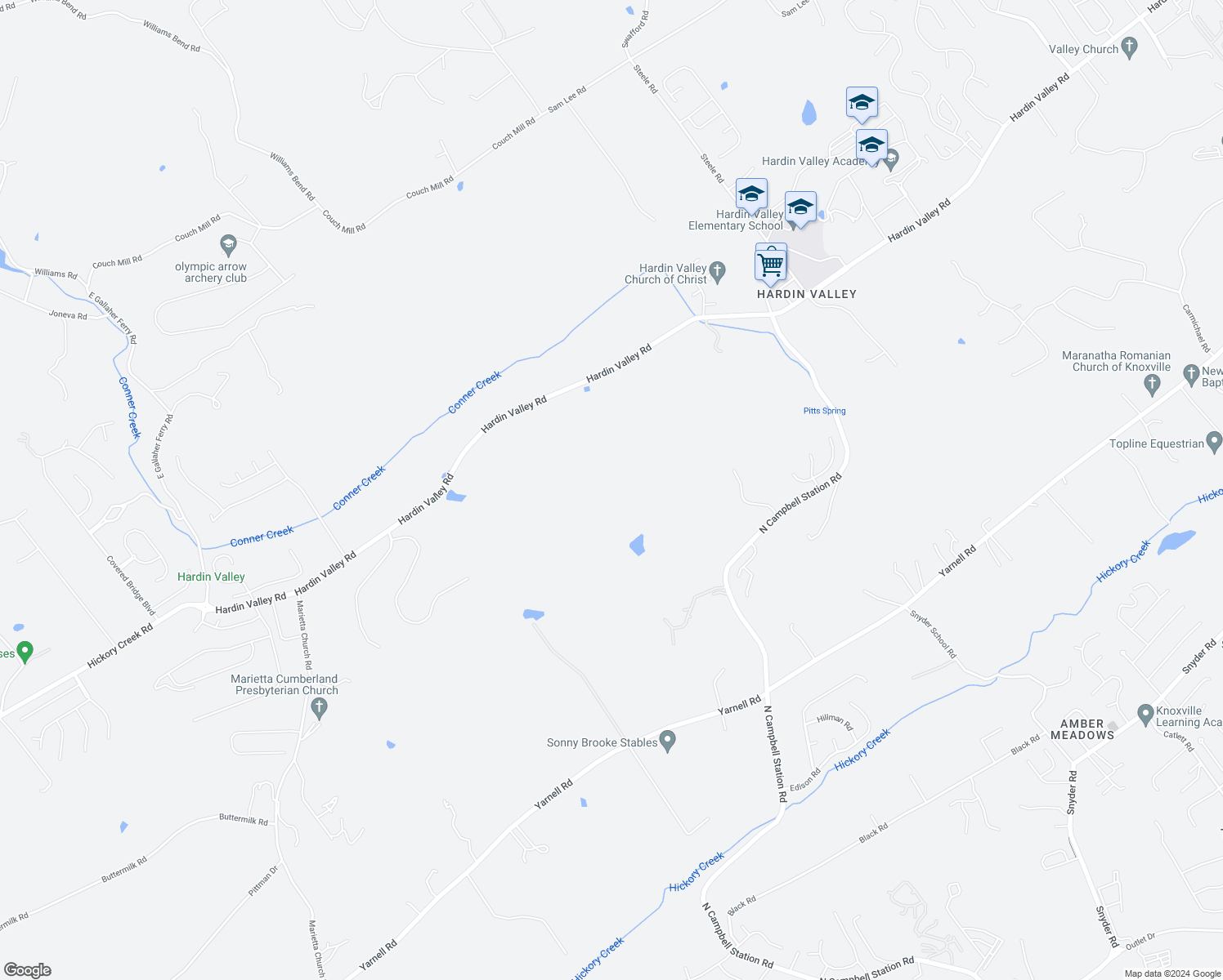 map of restaurants, bars, coffee shops, grocery stores, and more near 1833 El Rancho Trail in Knoxville
