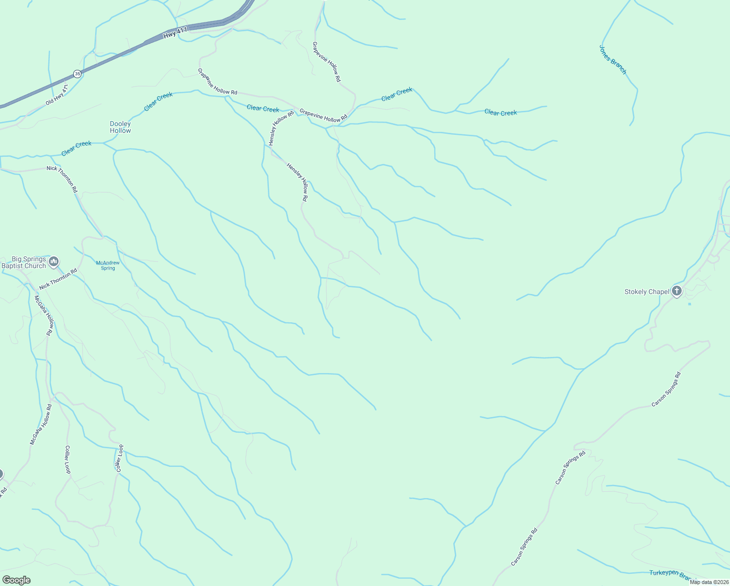map of restaurants, bars, coffee shops, grocery stores, and more near 3280 Moon Glow Way in Dandridge