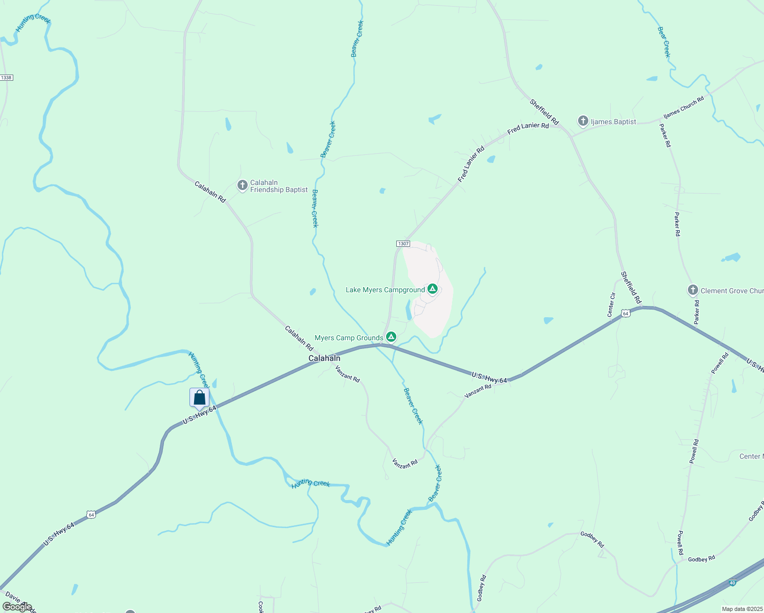 map of restaurants, bars, coffee shops, grocery stores, and more near 179 Fred Lanier Road in Mocksville