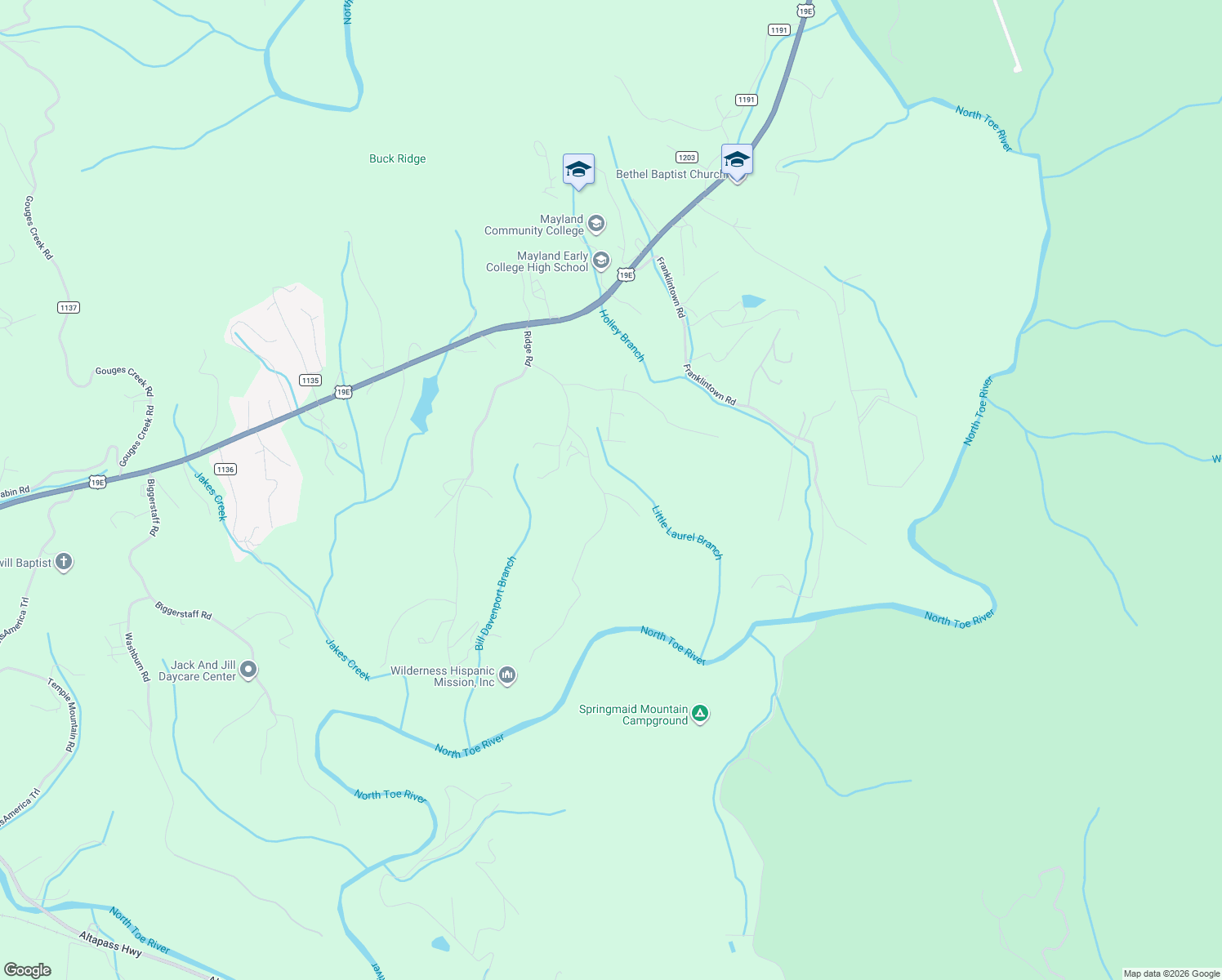 map of restaurants, bars, coffee shops, grocery stores, and more near 459 Vaughn Road in Spruce Pine