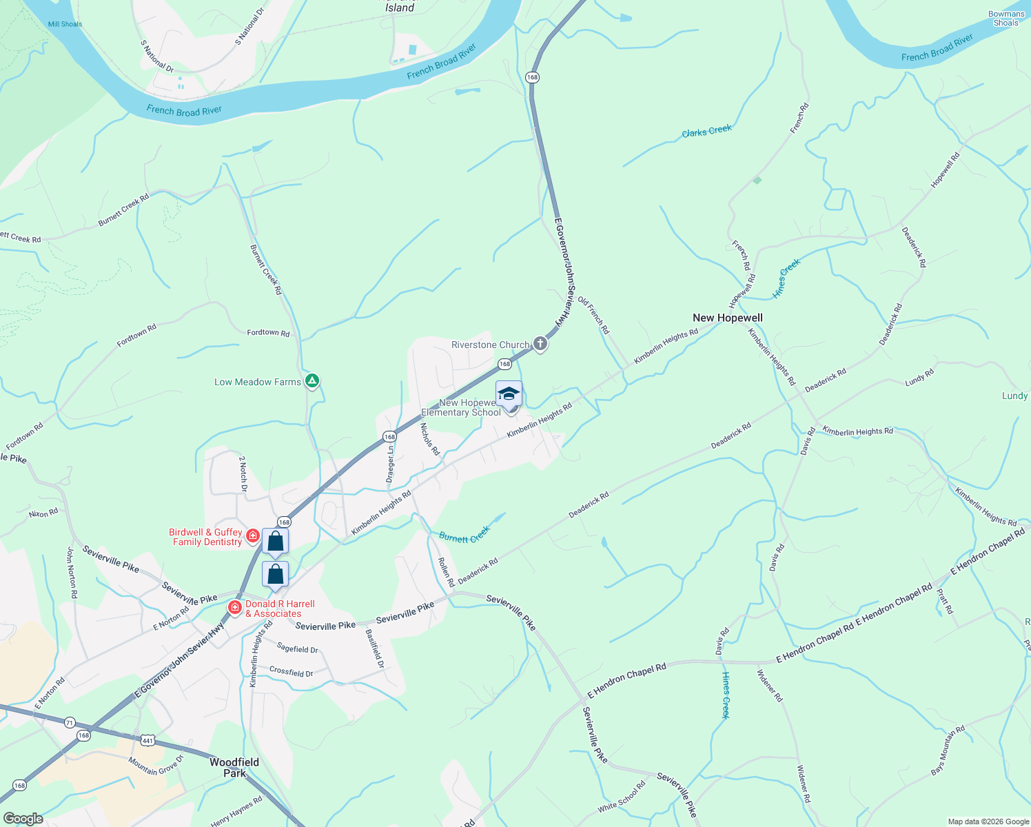 map of restaurants, bars, coffee shops, grocery stores, and more near 757 Kimberlin Heights Road in Knoxville