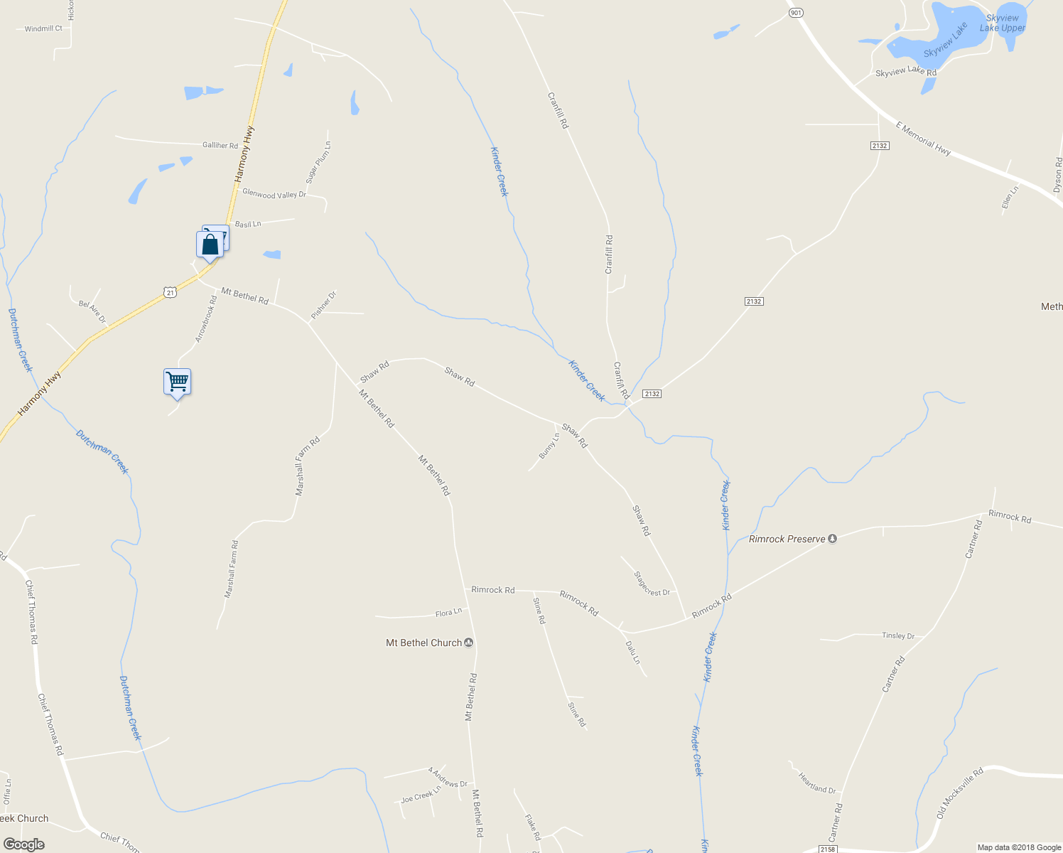 map of restaurants, bars, coffee shops, grocery stores, and more near 325 Shaw Rd in Harmony