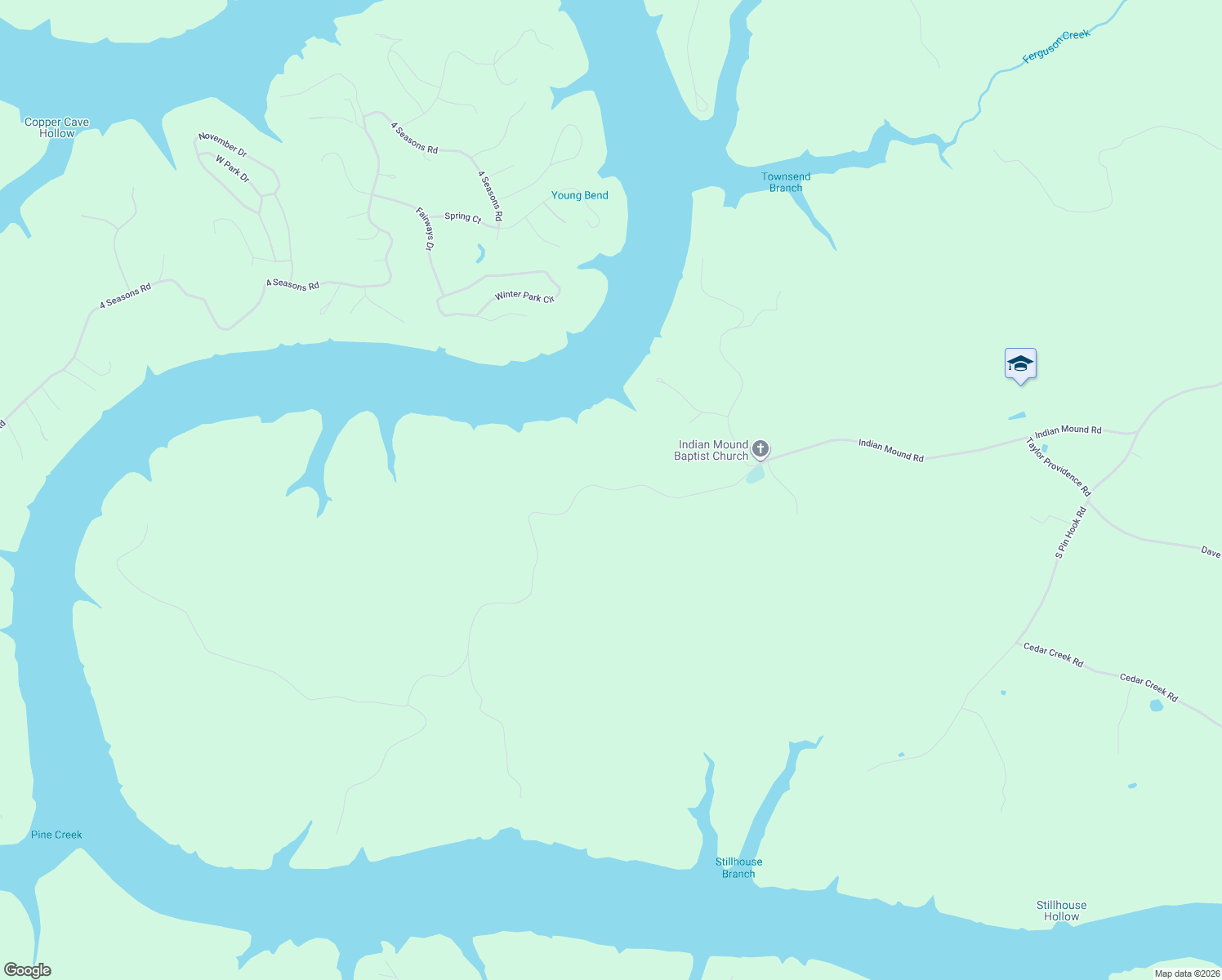 map of restaurants, bars, coffee shops, grocery stores, and more near in Young Bend
