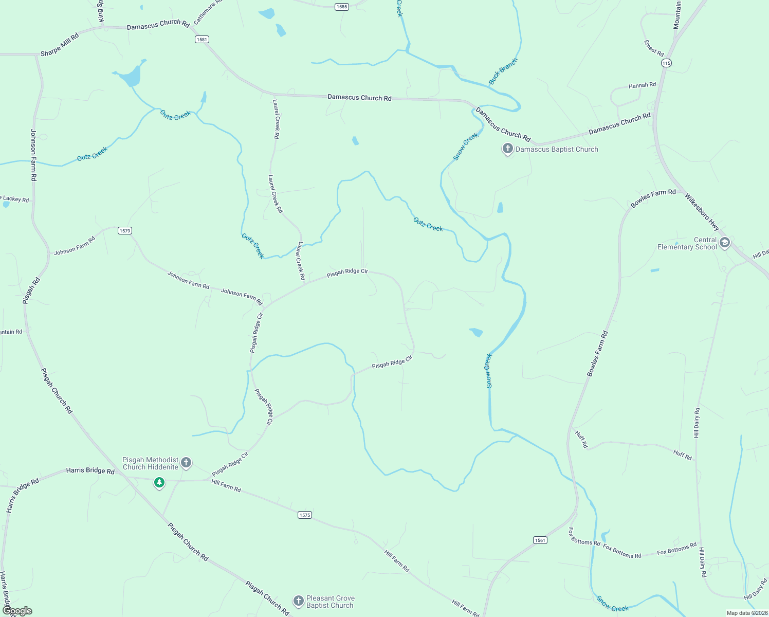 map of restaurants, bars, coffee shops, grocery stores, and more near 556 Pisgah Ridge Circle in Hiddenite