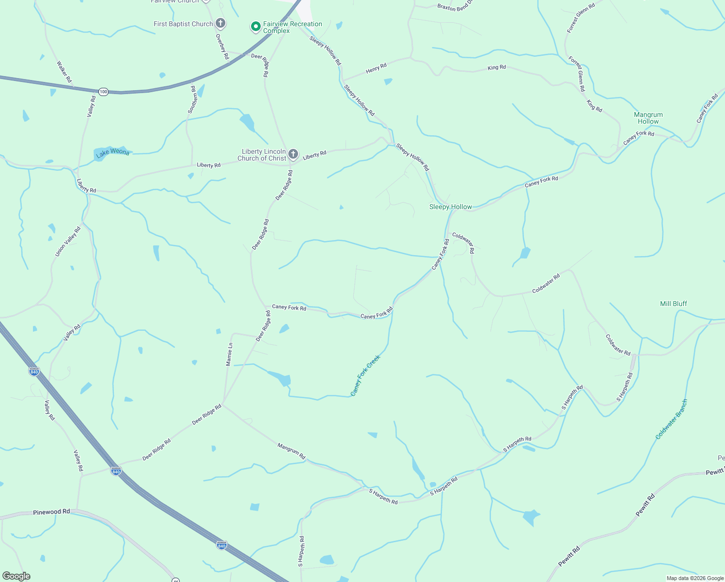 map of restaurants, bars, coffee shops, grocery stores, and more near 7742 Caney Fork Road in Fairview