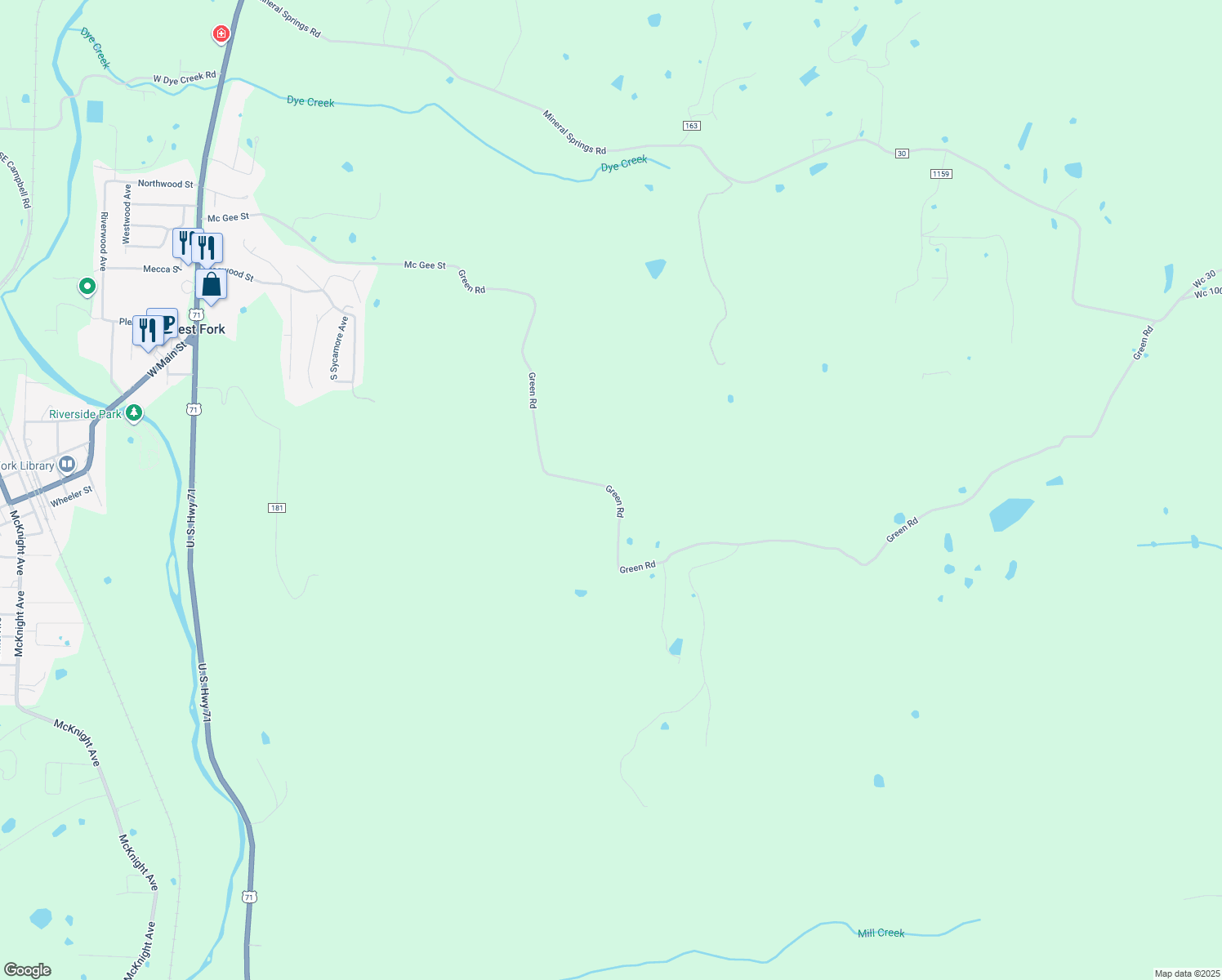 map of restaurants, bars, coffee shops, grocery stores, and more near County Road 34 in Washington County