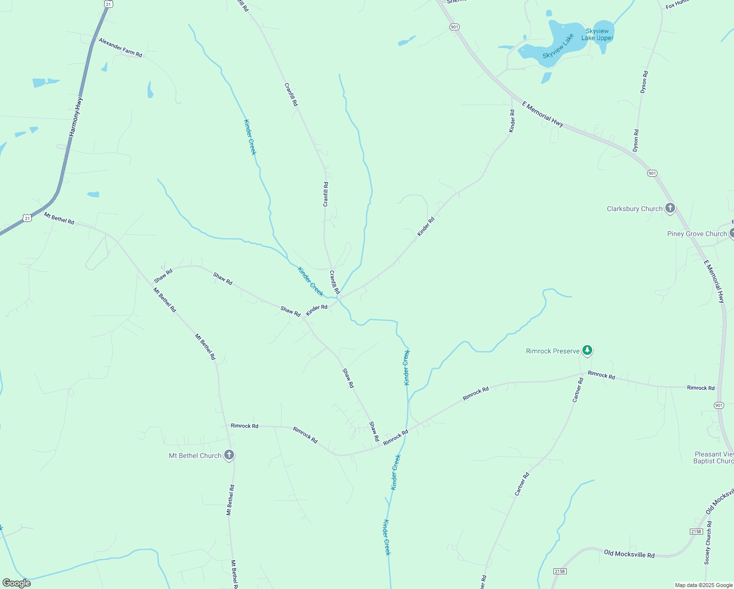 map of restaurants, bars, coffee shops, grocery stores, and more near 180 Kinder Road in Harmony