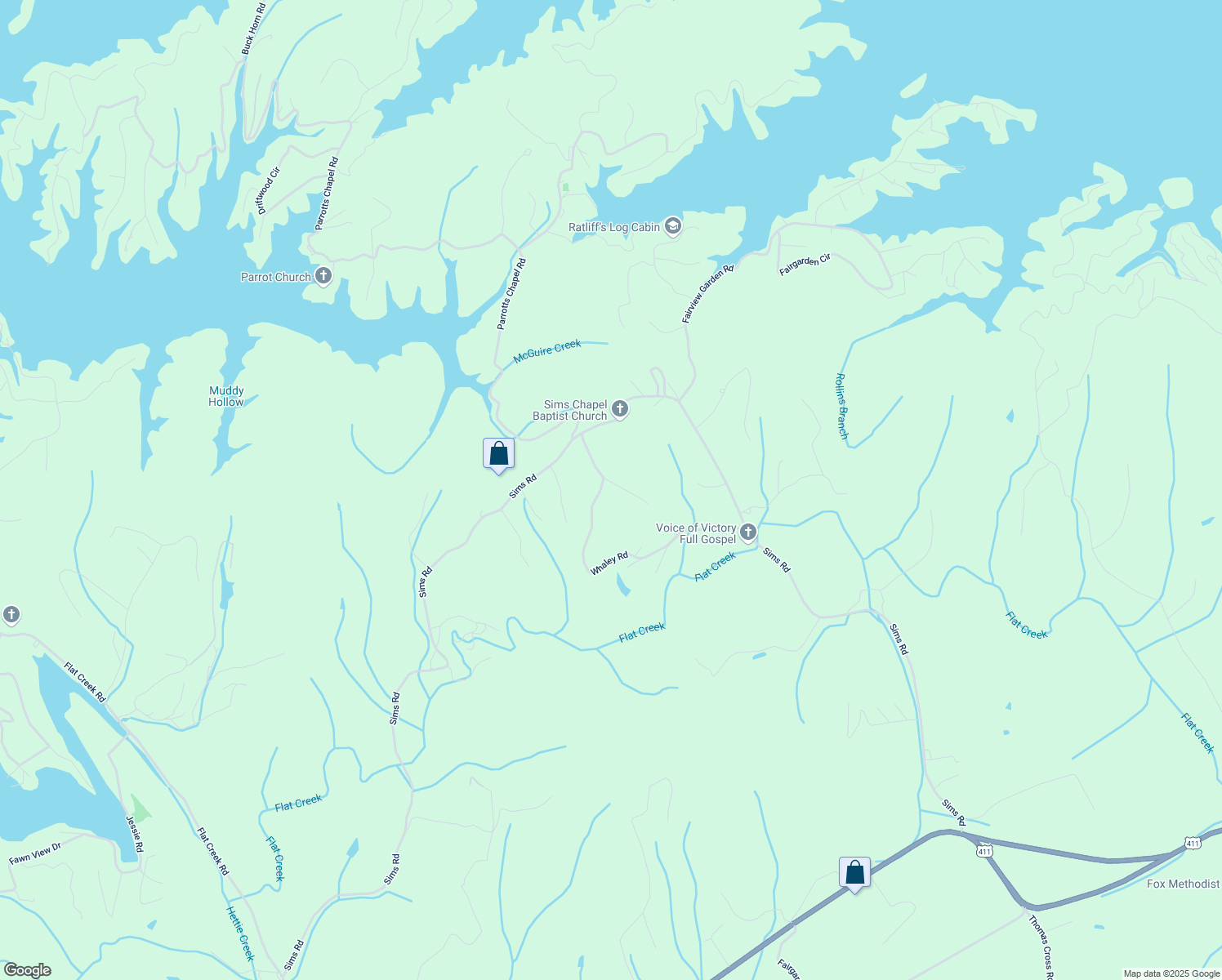 map of restaurants, bars, coffee shops, grocery stores, and more near 3340 Whaley Road in Sevierville