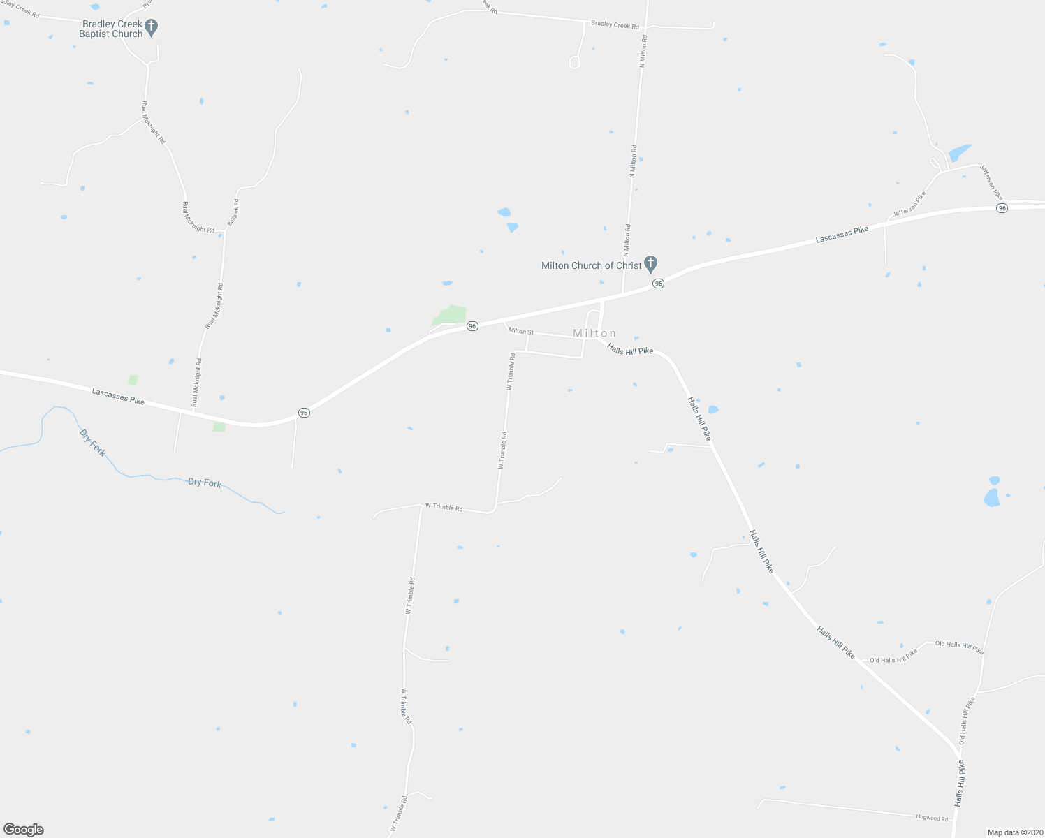 map of restaurants, bars, coffee shops, grocery stores, and more near 6528 West Trimble Road in Milton