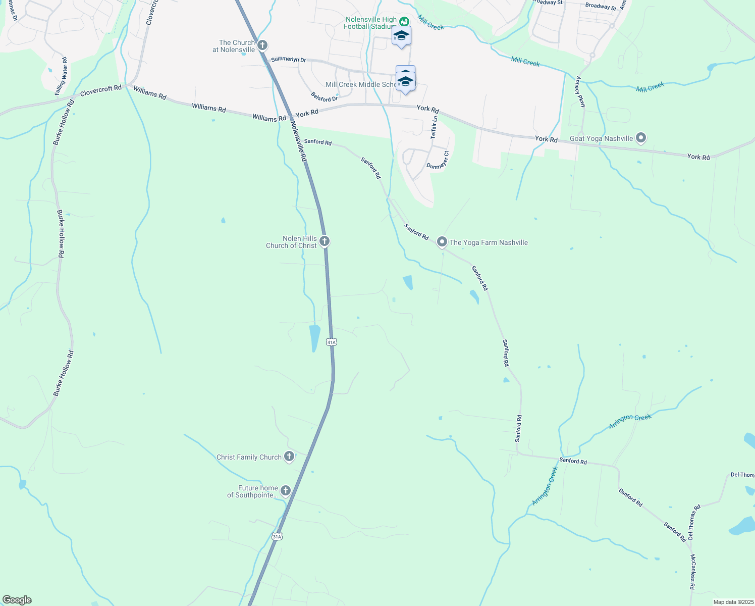map of restaurants, bars, coffee shops, grocery stores, and more near 1404 Bell Meadow Court in Nolensville