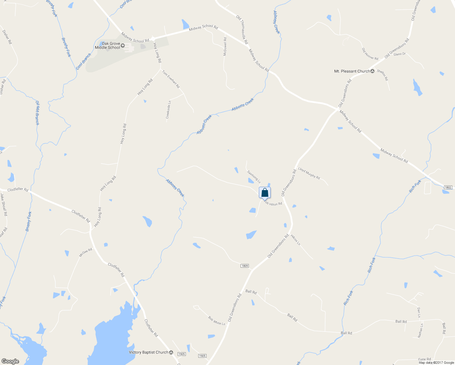 map of restaurants, bars, coffee shops, grocery stores, and more near Tob Hilton Road in Thomasville