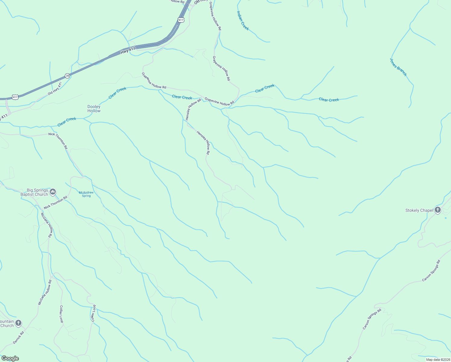 map of restaurants, bars, coffee shops, grocery stores, and more near 3280 Moon Glow Way in Dandridge