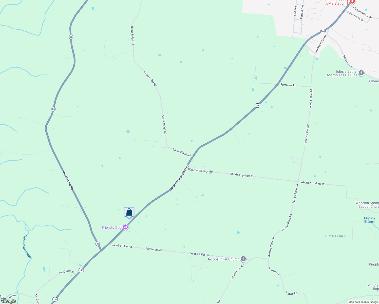 map of restaurants, bars, coffee shops, grocery stores, and more near 198 Game Ridge Rd in Smithville