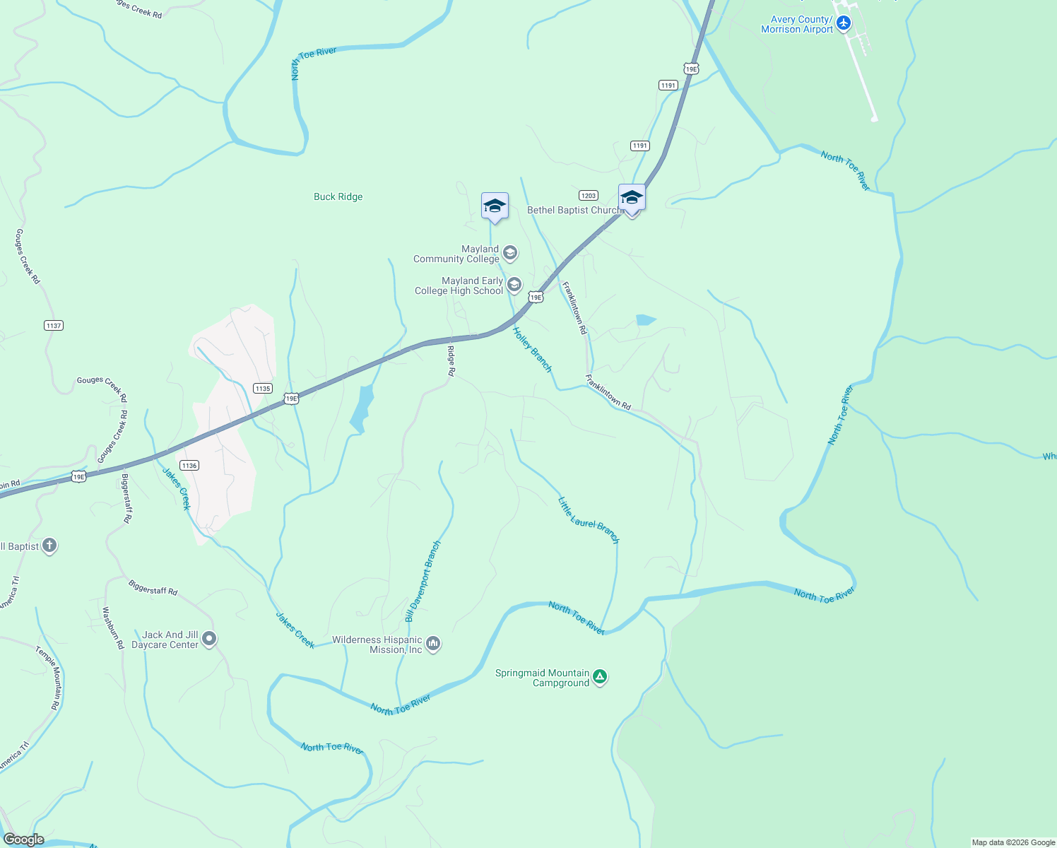 map of restaurants, bars, coffee shops, grocery stores, and more near 91 Ivy Drive in Spruce Pine