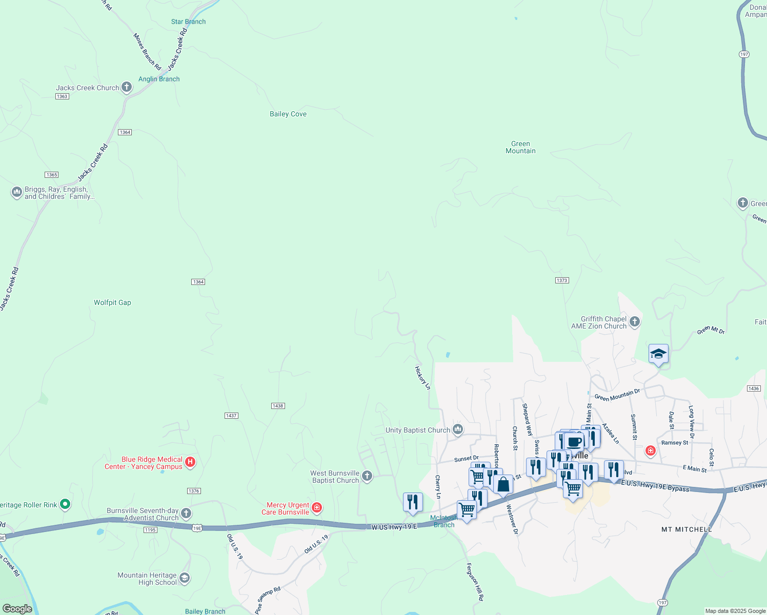 map of restaurants, bars, coffee shops, grocery stores, and more near 1006 Hickory Lane in Burnsville