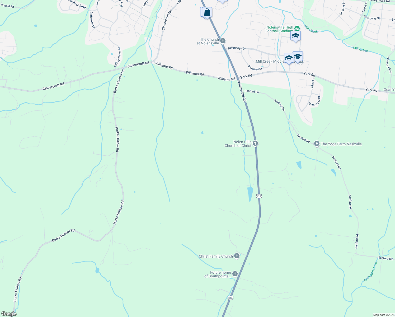 map of restaurants, bars, coffee shops, grocery stores, and more near 7491 Nolensville Road in Nolensville