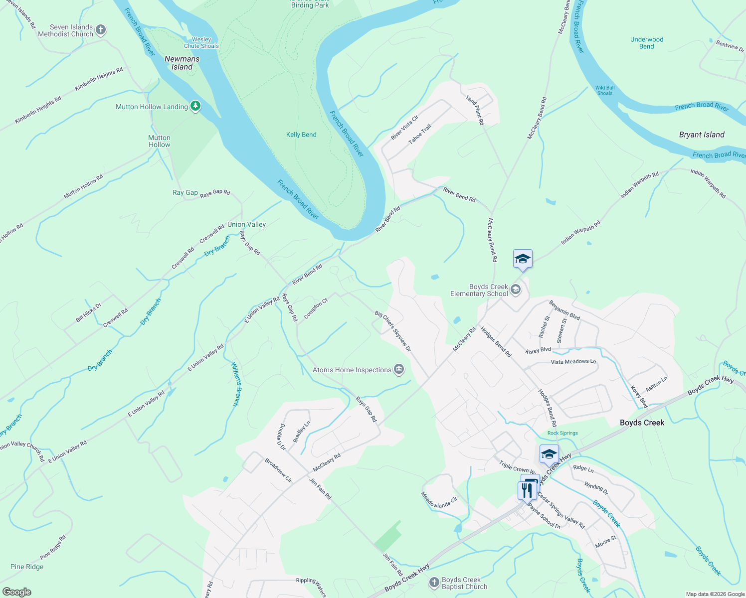 map of restaurants, bars, coffee shops, grocery stores, and more near 2068 Highpoint Lane in Sevierville
