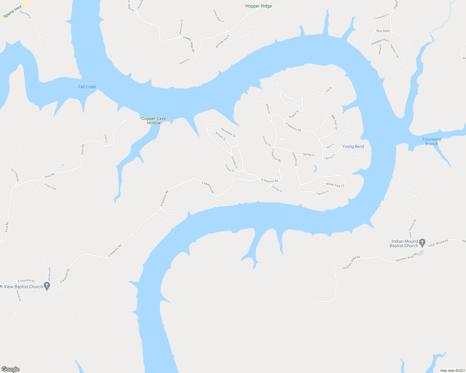 map of restaurants, bars, coffee shops, grocery stores, and more near 5154 4 Seasons Road in Smithville